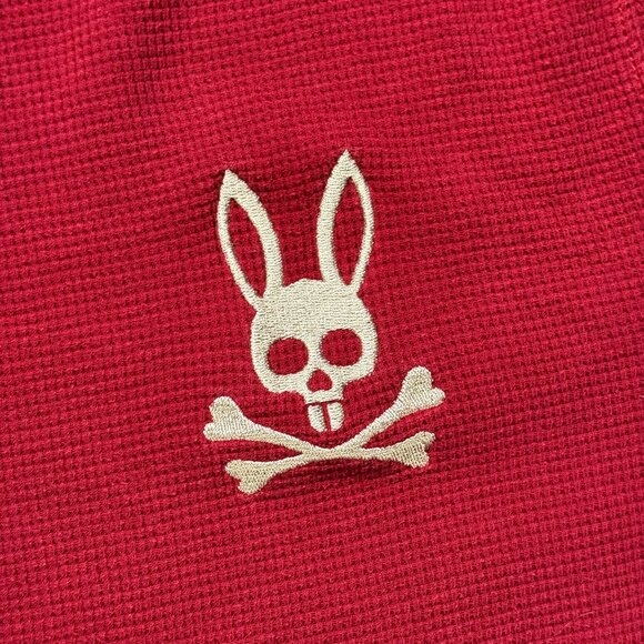 Psycho Bunny Men's Waffle Knit Crew - Red - Picture 3 of 6